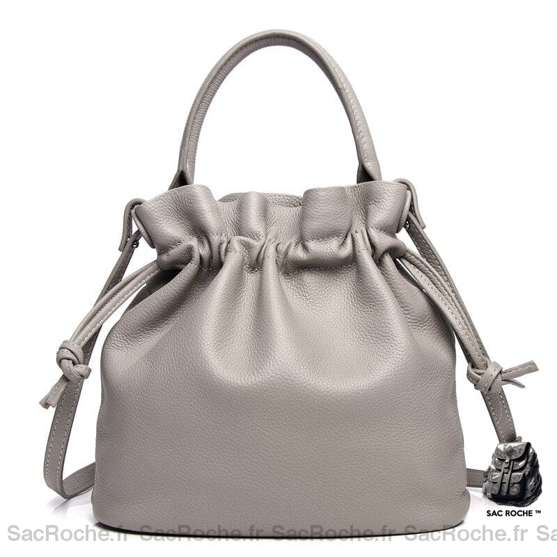 Sac Main Bourses Femme Cuir Gris / 27X27X13Cm À