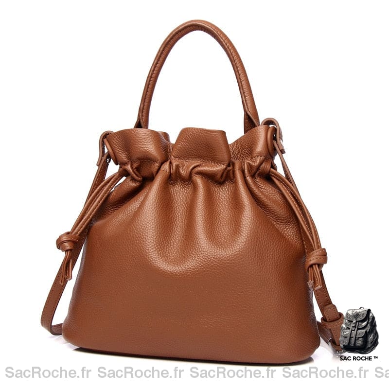 Sac Main Bourses Femme Cuir Marron / 27X27X13Cm À