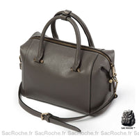Sac Main Bowling Cuir Femme - modèle Gris taupe / 30x16x18cm - Sac Roche ™