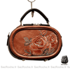 Sac Main Brodé Femme Camel / 20X13X10Cm À