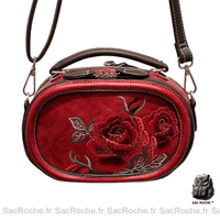 Sac Main Brodé Femme - modèle Rouge / 20x13x10cm - Sac Roche ™