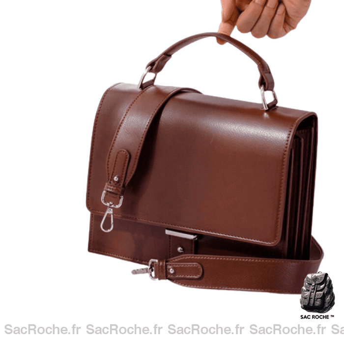 Sac Main Brun Femme 27X21Cm À