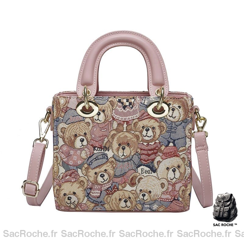 Sac Main Carré Femme Rose / 21X8X18Cm À