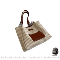 Sac Main Cours Beige Élégant - modèle Marron / 33cmx26cmx11cm - Sac Roche ™