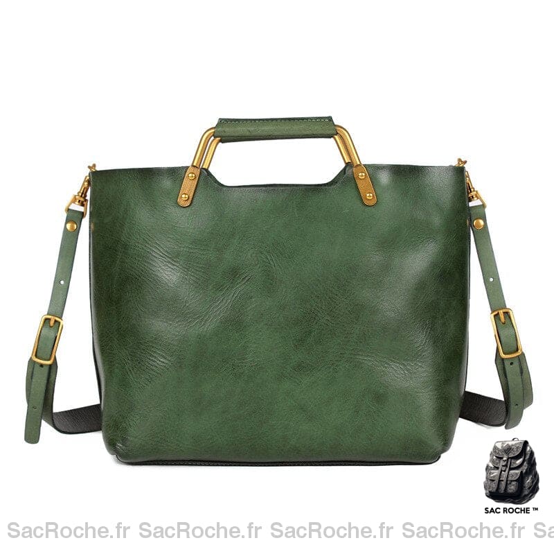 Sac Main Cours Cuir Classique Vert À Main Pour Les Cours