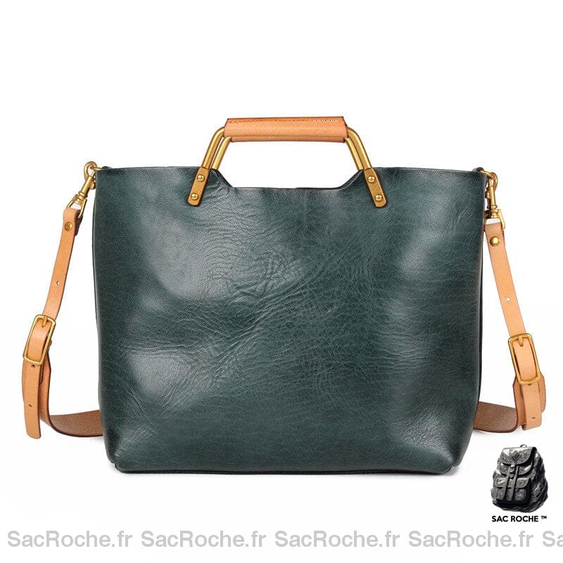 Sac Main Cours Cuir Classique Vert Sombre À Main Pour Les Cours