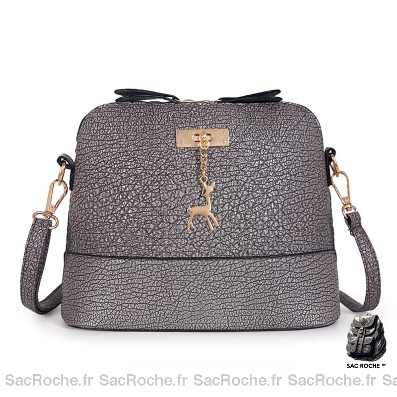 Sac Main Cuir Artificiel Petit Gris Clair Petit Sac À
