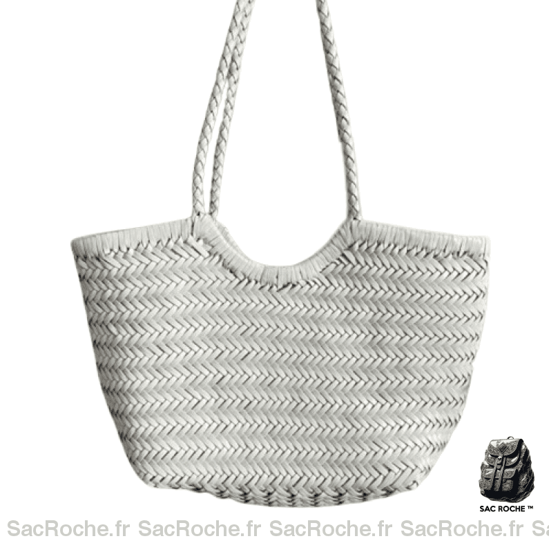 Sac Main Cuir Artisanal Femme Blanc À