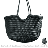 Sac Main Cuir Artisanal Femme - modèle Noir - Sac Roche ™