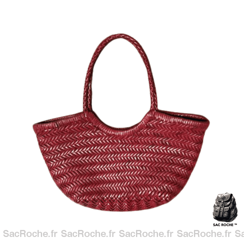 Sac Main Cuir Artisanal Femme Rouge À