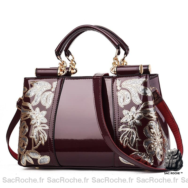 Sac Main Cuir Brillant Violet Petit Sac À