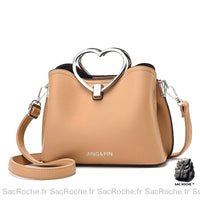 Sac main cuir cœur - modèle Marron - Sac Roche ™