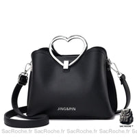 Sac main cuir cœur - modèle Noir - Sac Roche ™