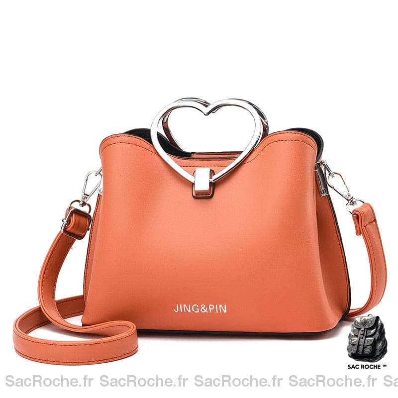 Sac Main Cuir Cur Orange À Main Femme