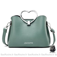 Sac main cuir cœur - modèle Vert - Sac Roche ™