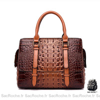 Sac main cuir croco - modèle Marron - Sac Roche ™
