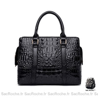 Sac main cuir croco - modèle Noir - Sac Roche ™