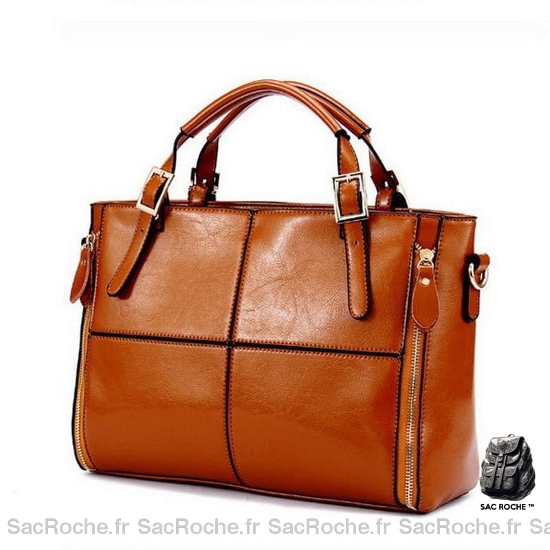 Sac Main Cuir Croûte Petit Marron Petit Sac À