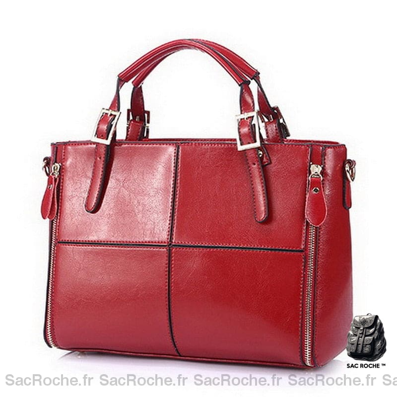 Sac Main Cuir Croûte Petit Rouge Petit Sac À