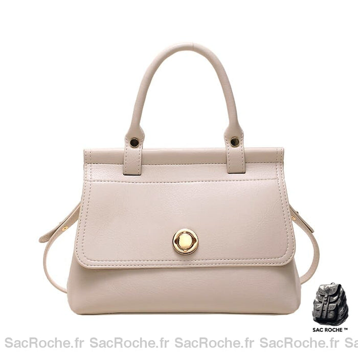Sac Main Cuir Femme Blanc / 25X15X10Cm À