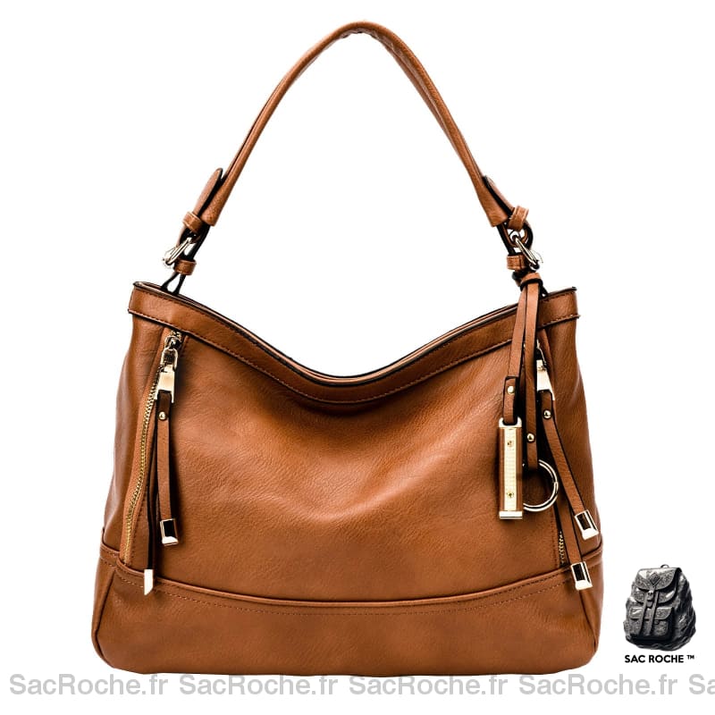 Sac Main Cuir Femme Camel 1 À