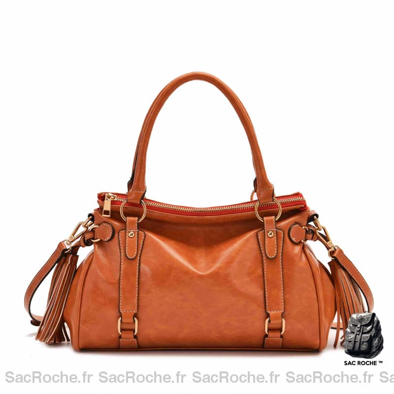 Sac Main Cuir Femme Camel 2 À