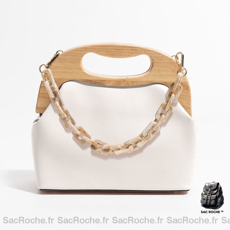 Sac Main Cuir Femme Classique Blanc À