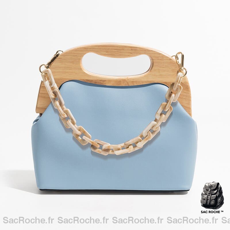 Sac Main Cuir Femme Classique Bleu À