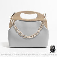 Sac Main Cuir Femme Classique - modèle Gris - Sac Roche ™