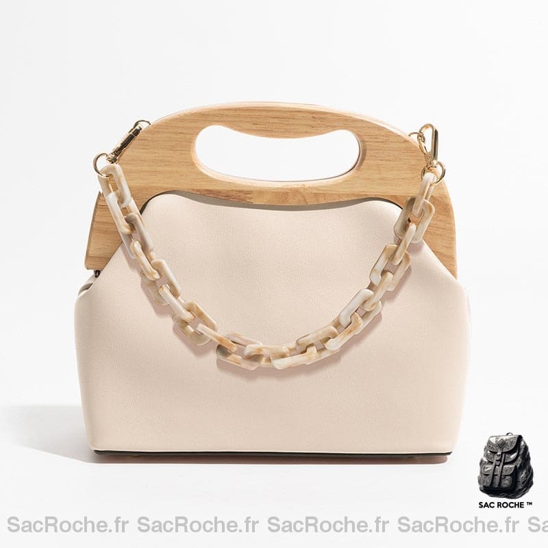 Sac Main Cuir Femme Classique Ivoire À