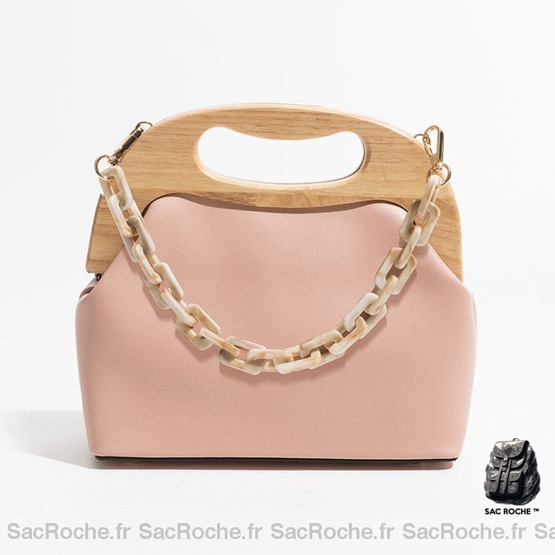 Sac Main Cuir Femme Classique Rose À