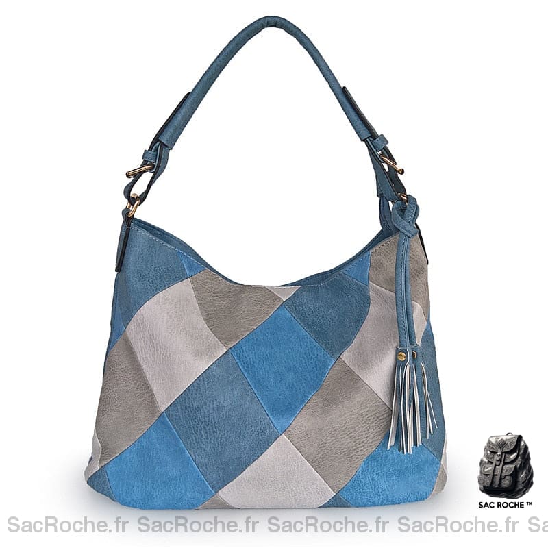 Sac Main Cuir Femme Coloré Bleu / 37Cmx12Cmx28Cm À