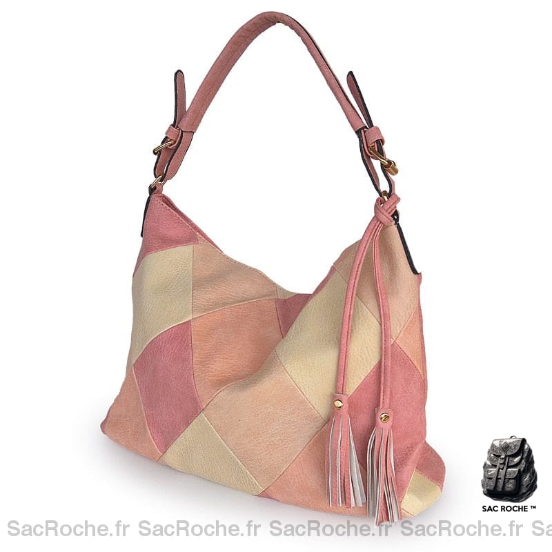 Sac Main Cuir Femme Coloré Rose / 37Cmx12Cmx28Cm À