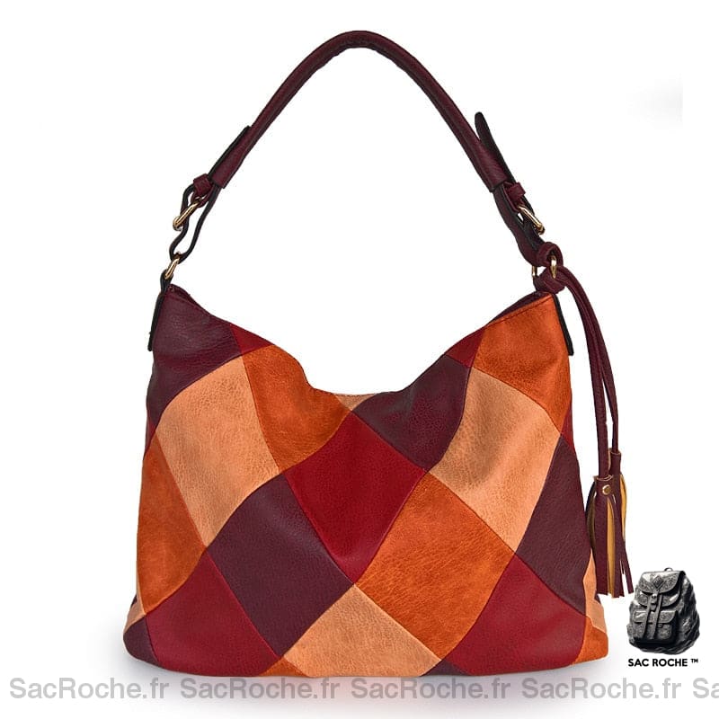 Sac Main Cuir Femme Coloré Rouge / 37Cmx12Cmx28Cm À