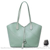 Sac Main Cuir Femme Élégant Vert Bleu / 31X16X27Cm À