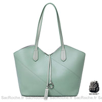Sac Main Cuir Femme Élégant - modèle Vert bleu / 31x16x27cm - Sac Roche ™