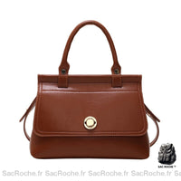 Sac Main Cuir Femme - modèle Marron / 25x15x10cm - Sac Roche ™