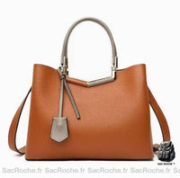 Sac Main Cuir Femme - modèle Marron / 28x12x20cm - Sac Roche ™