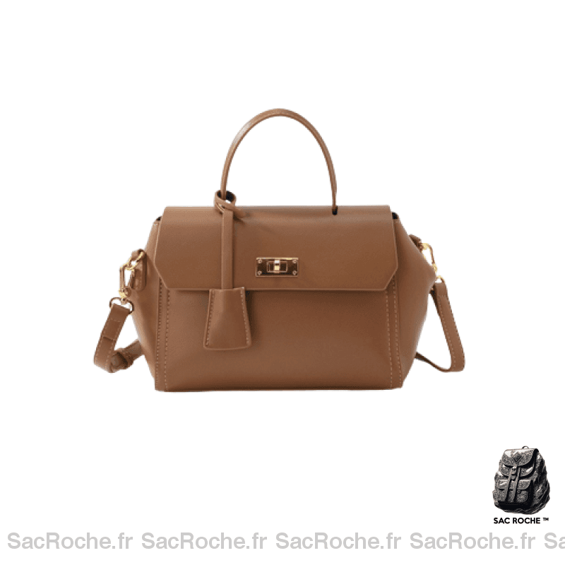 Sac Main Cuir Femme Marron Souple / 26X15.5X11Cm À