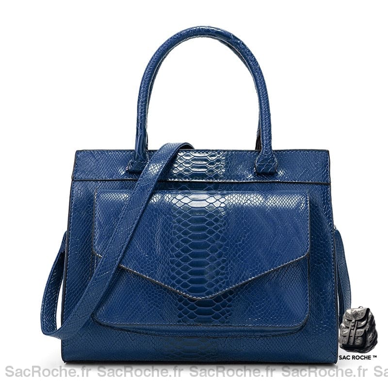 Sac Main Cuir Femme Pas Cher Bleu Foncé / 30X4X25Cm À