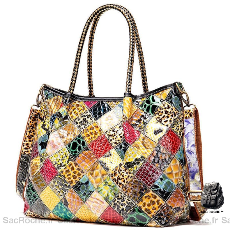 Sac Main Cuir Femme Patchwork Trendy Sac À Main Femme