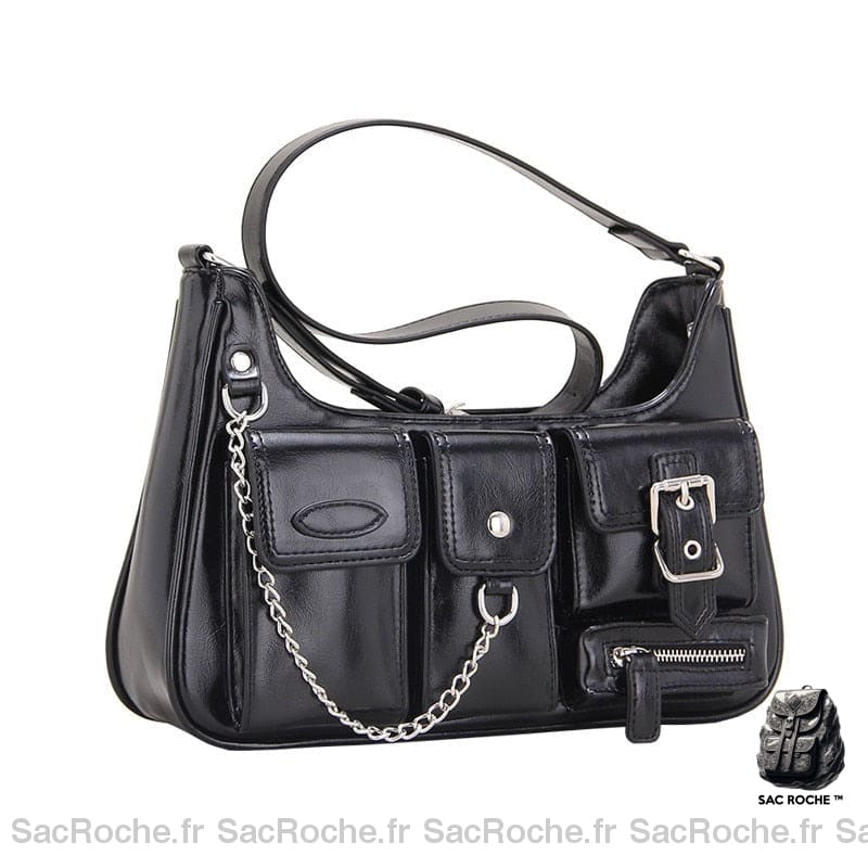 Sac Main Cuir Femme Poches Multi Noir / 30X20X8Cm À Main Femme