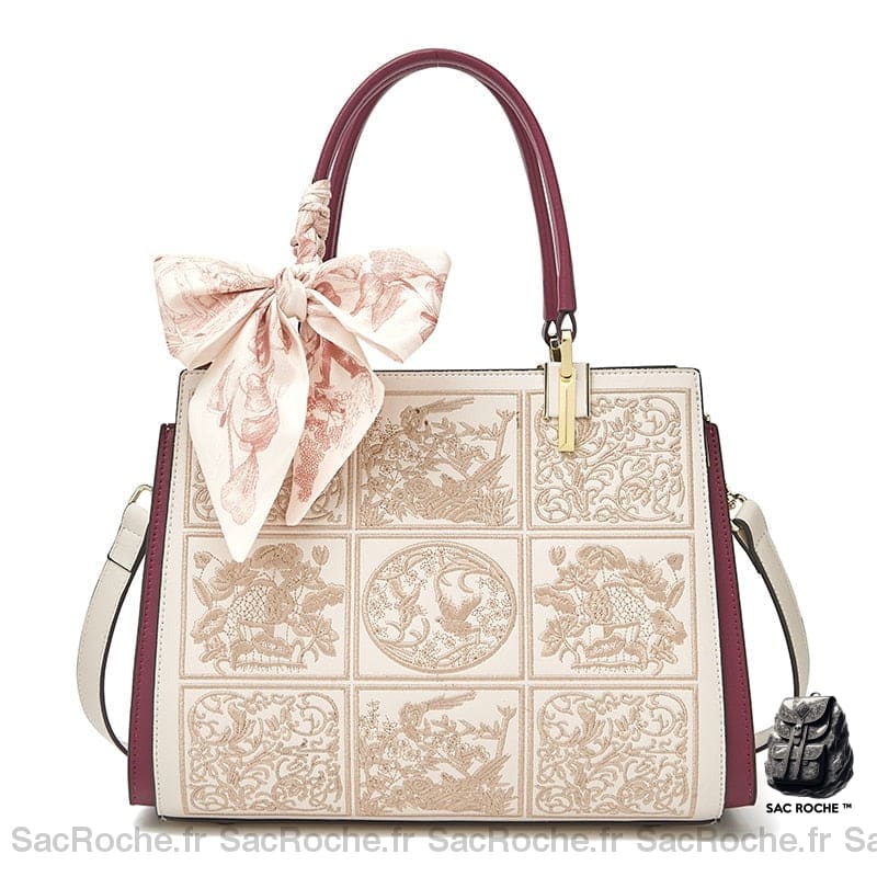 Sac Main Cuir Femme Tendance Blanc À