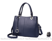 Sac Main Cuir Femme Vintage - modèle Bleu / 30x23x13cm - Sac Roche ™