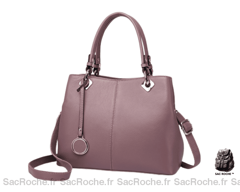 Sac Main Cuir Femme Vintage Lavande / 30X23X13Cm À