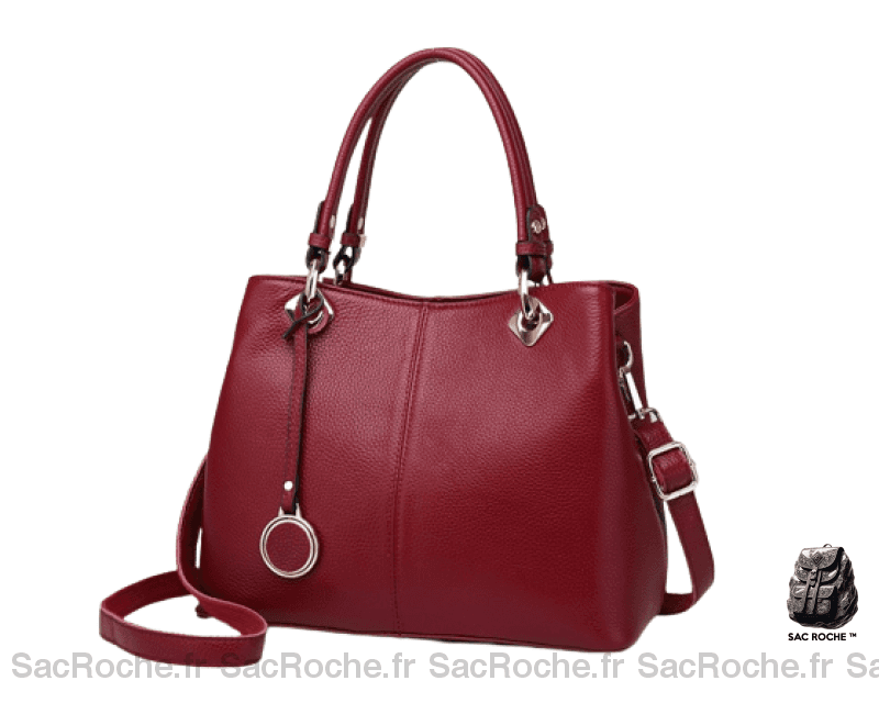Sac Main Cuir Femme Vintage Rouge / 30X23X13Cm À