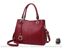 Sac Main Cuir Femme Vintage - modèle Rouge / 30x23x13cm - Sac Roche ™