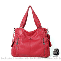 Sac Main Cuir Femme Vintage - modèle Rouge / 34x13x30cm - Sac Roche ™