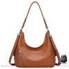 Sac Main Cuir Femme Zip Marron / 34X20X11Cm À