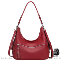 Sac Main Cuir Femme Zip - modèle Rouge / 34x20x11cm - Sac Roche ™